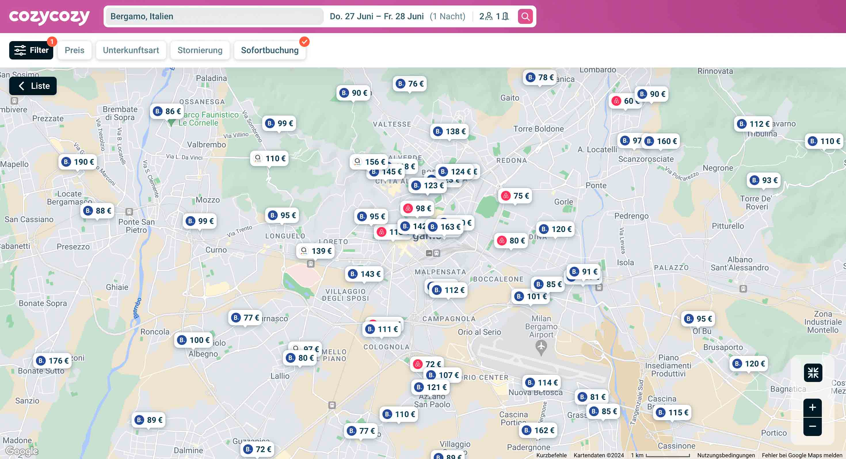 Familie auf Weltreise Unterkunftssuche auf Weltreise CozyCozy Plattform Meta Suche Kartenansicht